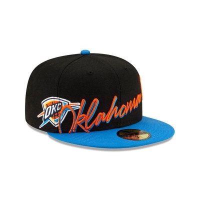 Oklahoma City Thunder Gorra | New Era NBA Cursive 59fifty Fitted Cap Mexico - Negros